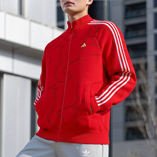 阿迪达斯小马纹路保暖针织外套