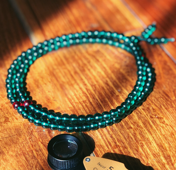 拒马河宫廷古法琉璃藏传佛珠DIY官珠朝珠祖母绿 8mm