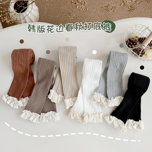 春秋季女童花边白色打底裤宝宝时尚ins长裤儿童弹力裤可爱裤子春