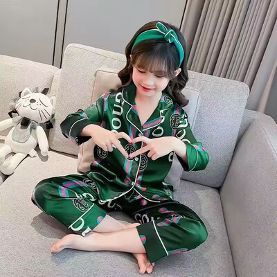 女童睡衣春秋季长袖冰丝中大童女孩公主宝宝空调服儿童家居服套装