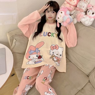 女士可爱宽松冬款 睡衣女春秋季 夏天2025新款 套装 家居服可外穿 长袖
