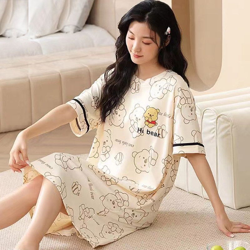 带胸垫睡裙女夏季纯棉