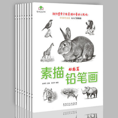 全8册素描书 入门教材书籍铅笔画动物篇美食篇人物花卉 昆虫篇手绘 从入门到精通儿童成人学素描画教程美术铅笔静物画画自学零基础