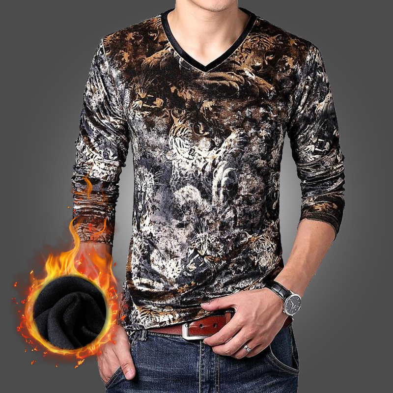 秋冬加绒加厚紧身鸡心领打底衫