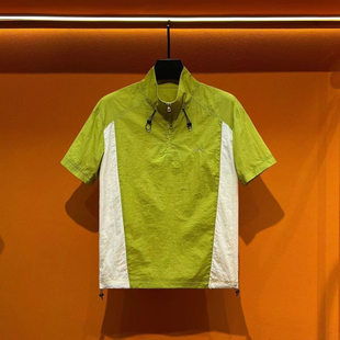 t恤男潮牌拼接撞色休闲运动速干上衣体恤 立领半拉链短袖 夏季 新款