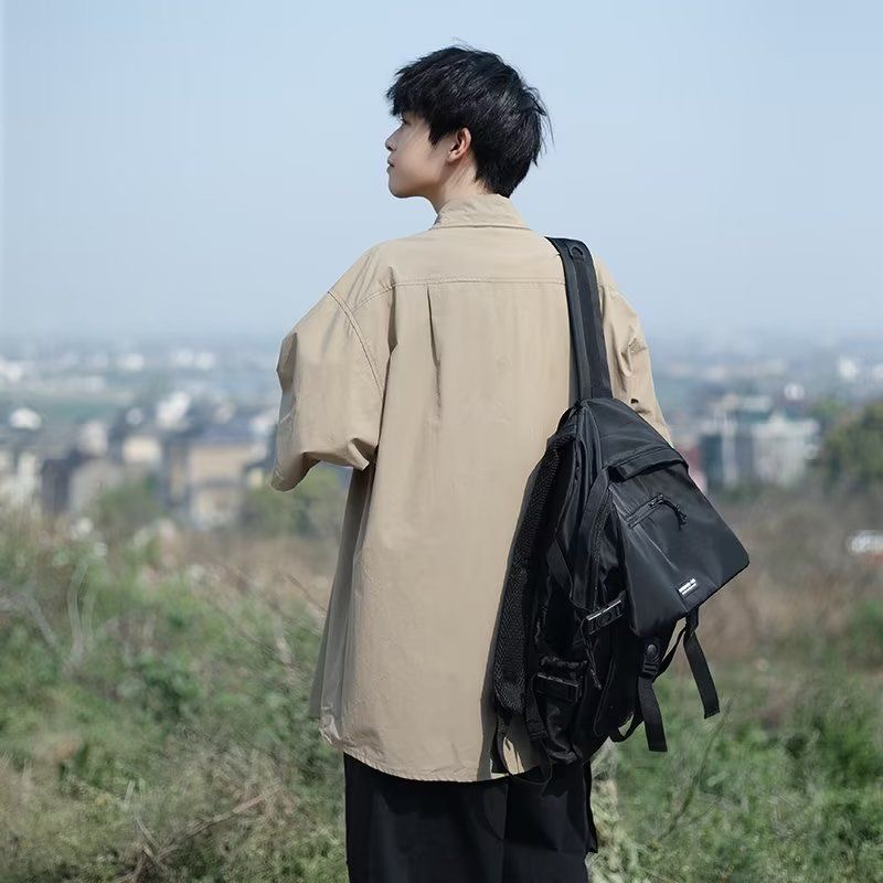 日系短袖衬衫男款2024夏季新款韩版潮流ins休闲宽松百搭男士外套