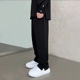 子阔腿纽扣设计长裤 欧美潮牌垂坠感休闲下摆开衩直筒西裤 男宽松裤