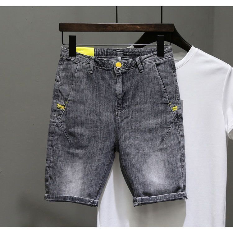 潮牌牛仔短裤男士夏季薄款休闲百搭韩版潮流时尚弹力五分