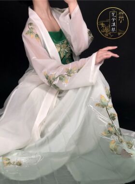 芫兮汉服端午萧艾凝霜宋制女原创艾草绿色渐变百迭裙褙子宋裤现货