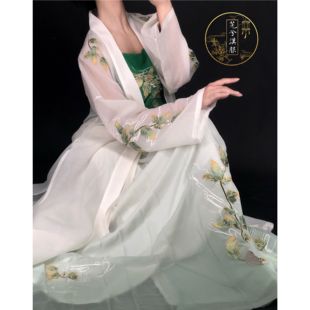 芫兮汉服端午萧艾凝霜宋制女原创艾草绿色渐变百迭裙褙子宋裤 现货
