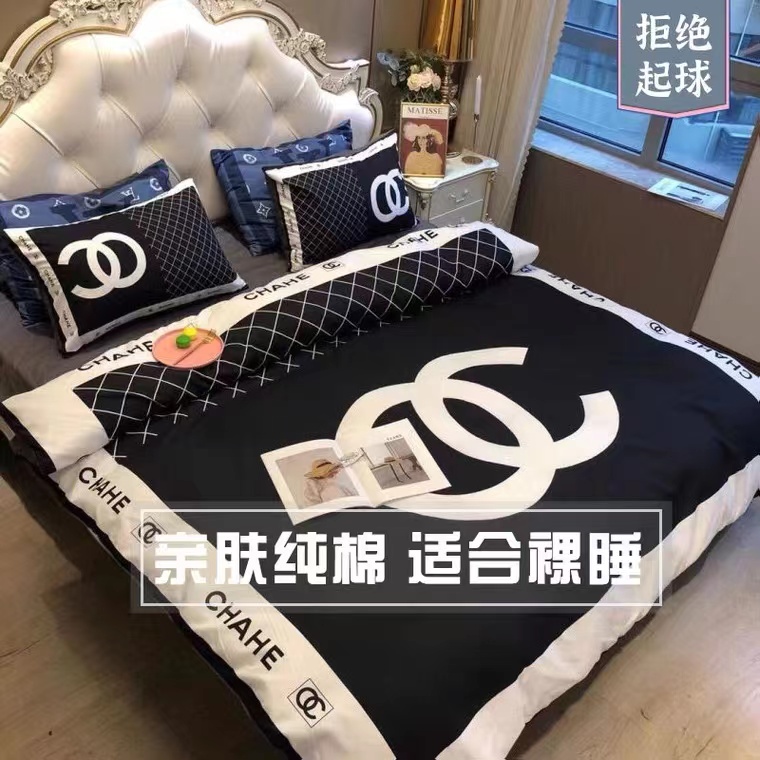ins网红四件套全棉纯棉欧美风简约欧式床上用品L小香风V床笠被套4