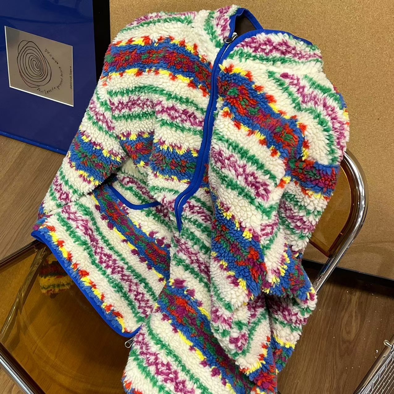 氛围感复古羊羔毛绒加厚棉服