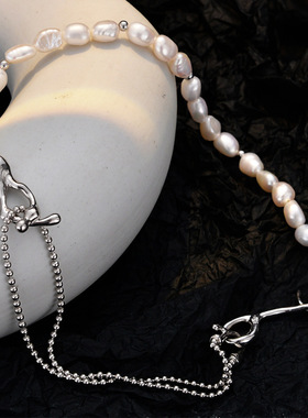项链异形巴洛克淡水珍珠锁骨链