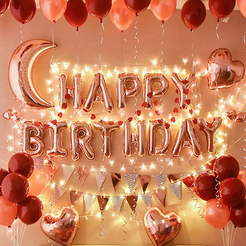 网红生日背景墙氛围布置气球男生女生装饰品场景儿童周岁派对汽球