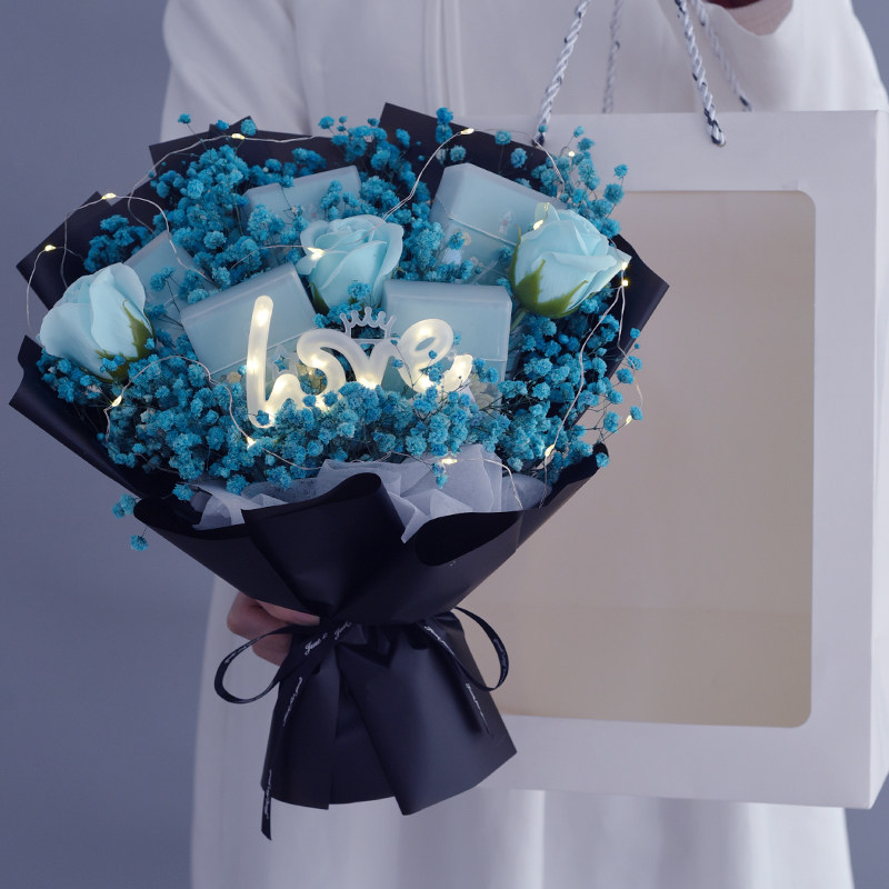 送男朋友爸爸干花束礼盒茶香烟满天星网红创意饰品生日情人节礼物 喵小白的干花店 淘优券