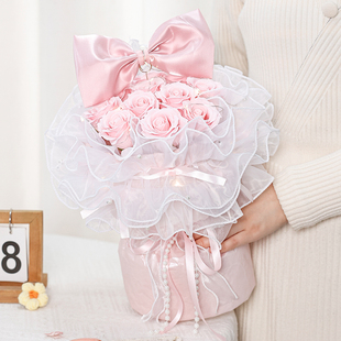 创意蝴蝶结玫瑰花束仿真香皂永生花送女朋友闺蜜惊喜实用生日礼物