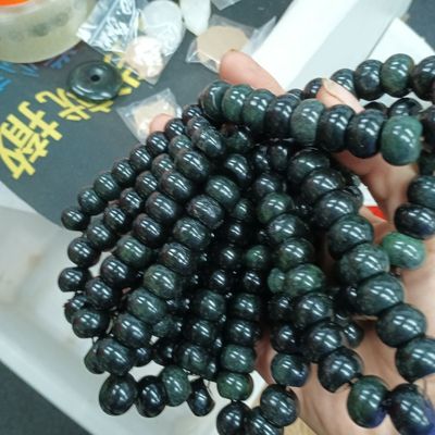 纯天然西藏药王石算盘珠子手链男女款玉石单圈手串10×7mm手挂件