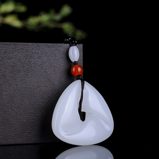 天然和田玉轮回吊坠峰回路转时来运转白玉平安扣情侣玉坠玉石挂件