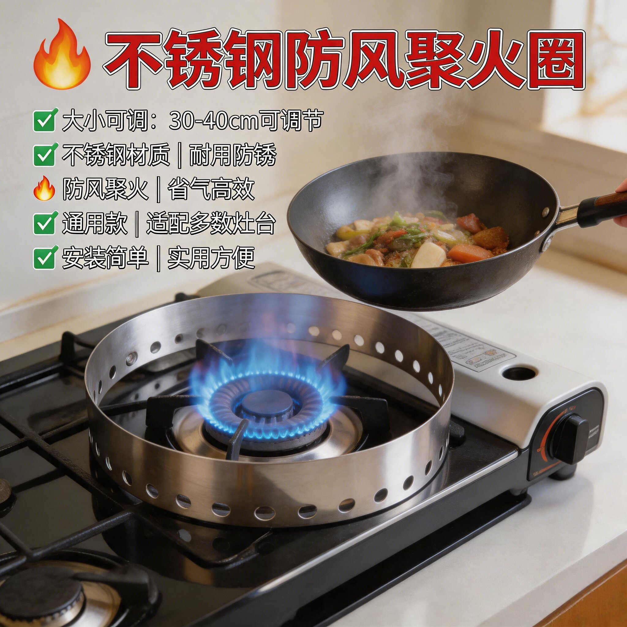 燃气灶防风圈防风圈户外防风罩不锈钢挡风商用灶台防火煤气灶炉罩