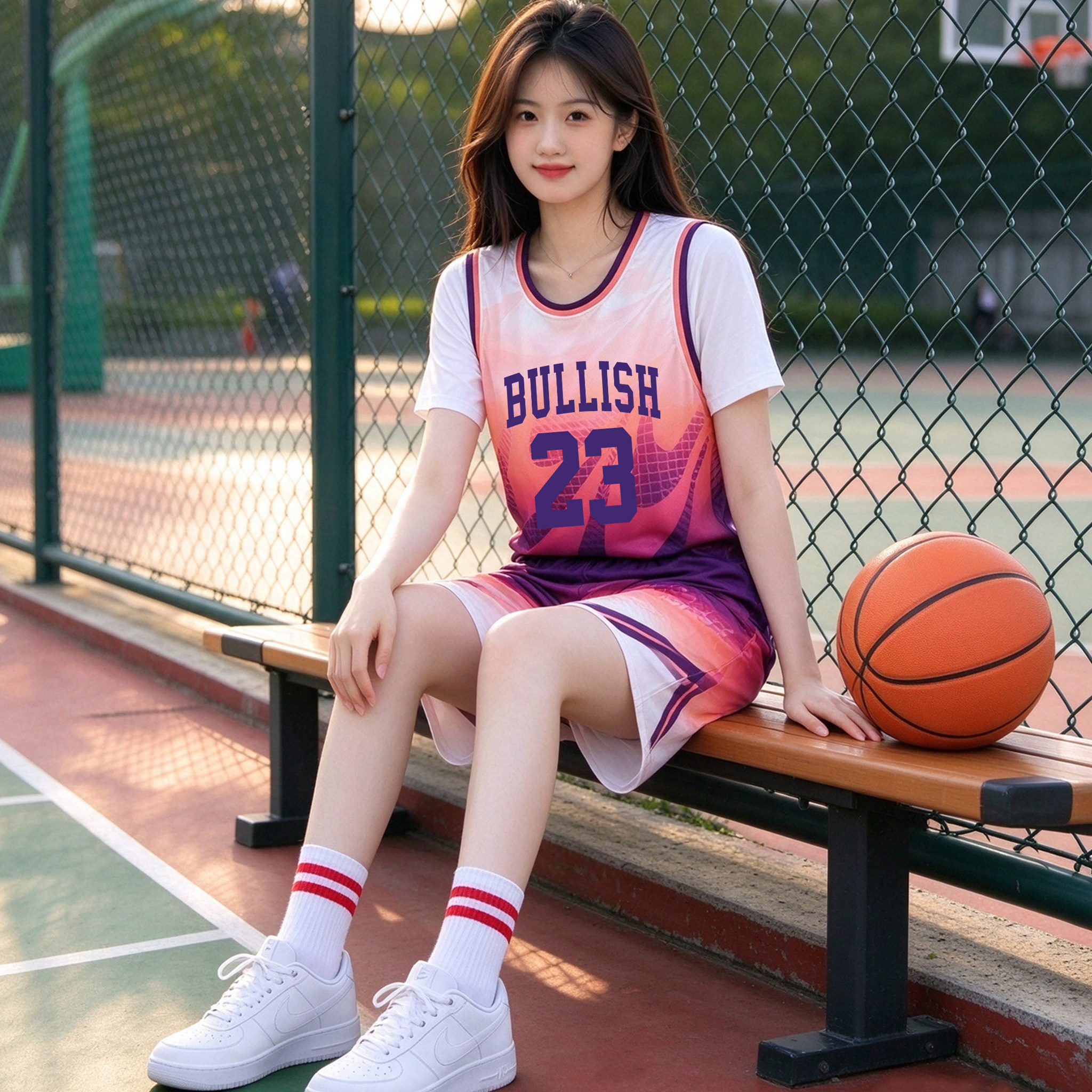 篮球服套装定制男女球衣班服假两件短袖韩版成人儿童运动比赛队服