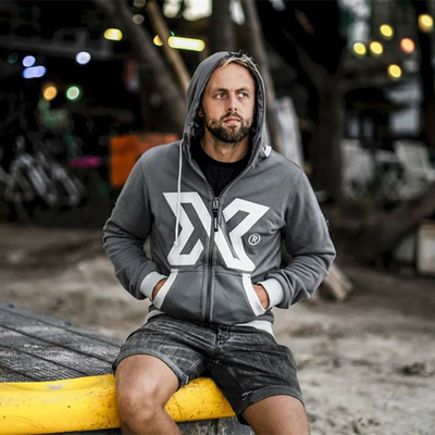 XDEEP连帽全棉长袖卫衣灰色大字母拉链衫秋冬季保暖防风衣男女