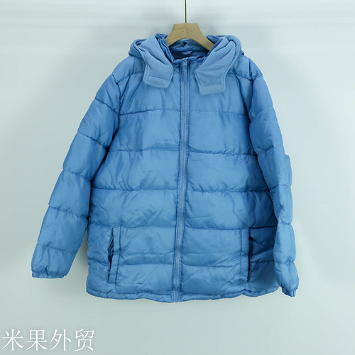 外贸原单冬季保暖连帽大码棉服