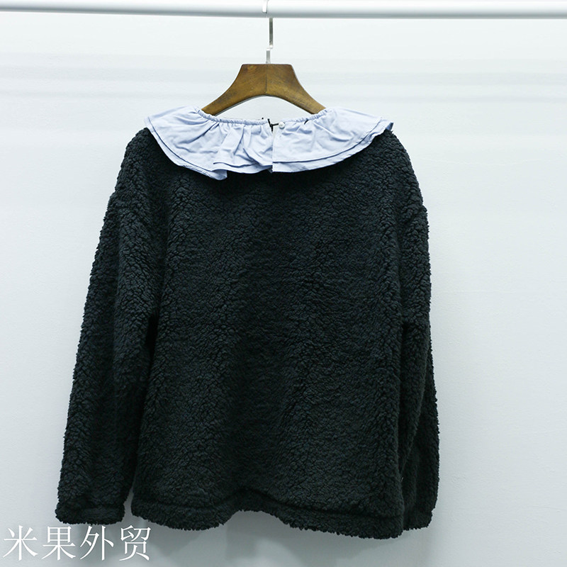 外贸原单 复古甜美荷叶花边领长袖摇粒绒套头打底衫,女装/女士精品,卫衣/绒衫,淘宝优惠券,粉丝福利购,淘宝优惠卷