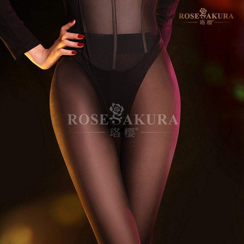 珞樱8337热恋80D丝滑丝袜春秋天鹅绒加裆微厚款性感情趣黑连裤袜