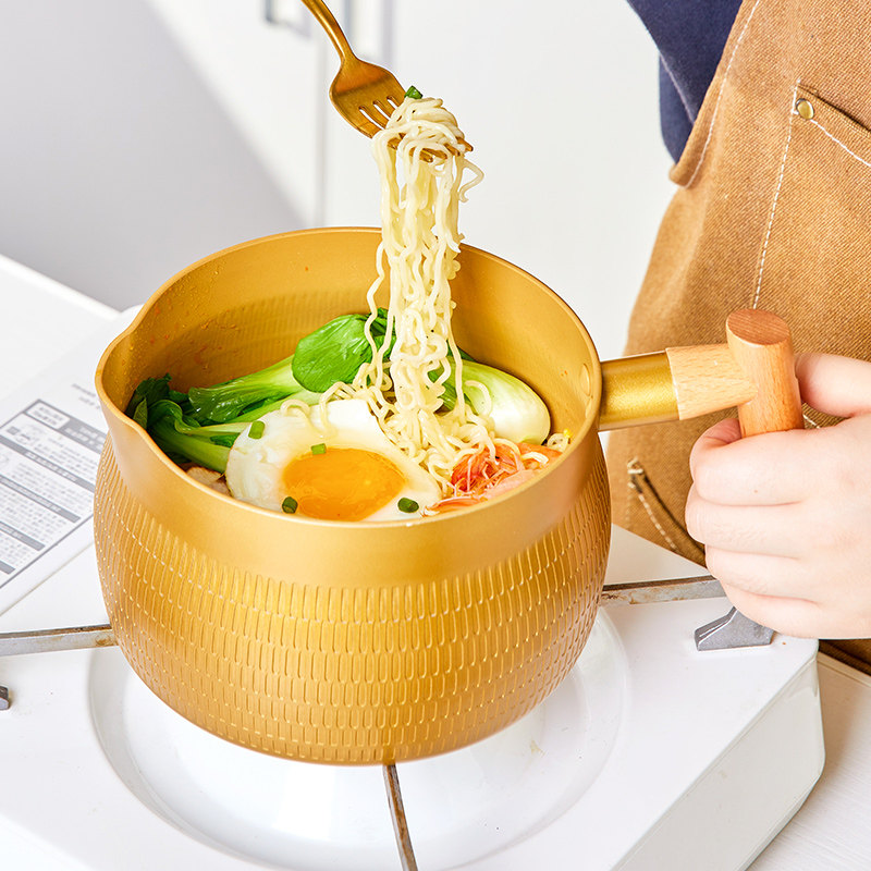 厨娘物语 韩式泡泡锅奶杯锤纹不沾小奶壶深口辅食锅煮面锅汤锅