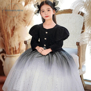 儿童礼服轻奢小众高端公主裙女童小主持人钢琴演奏礼服春季连衣裙