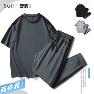 套装爸爸夏季运动套装高品质男短袖休闲夏天夏装男中年中老年
