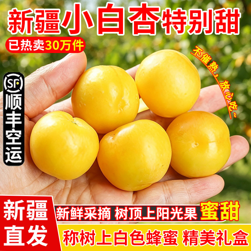 新疆小白杏子新鲜水果应当季轮台库车白杏子甜杏胜小红杏空运包邮