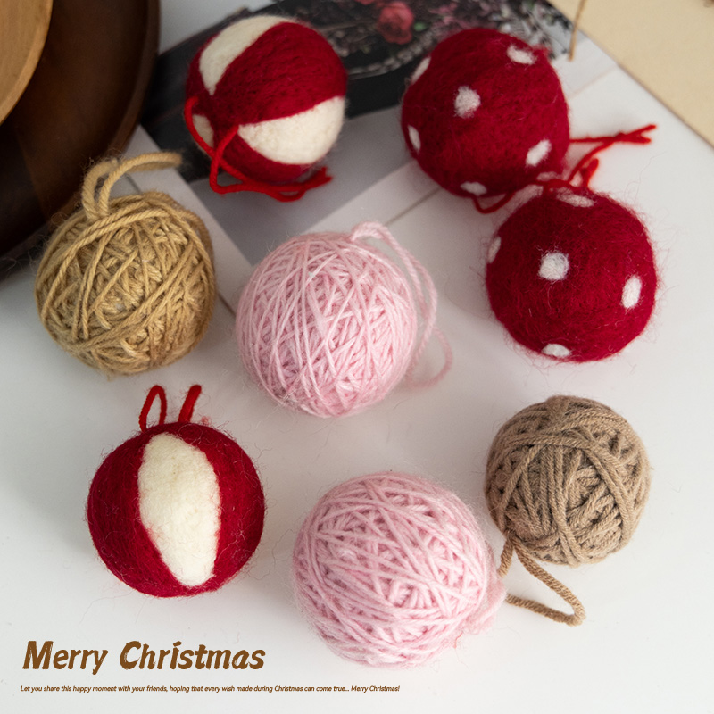【工厂】圣诞树挂饰彩色毛线球