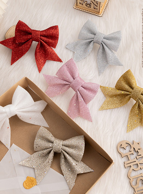 【工厂】圣诞节装饰品闪粉蝴蝶结ins挂饰圣诞树场景布置装扮用品