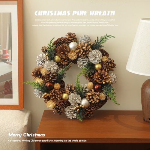 【工厂】圣诞节装饰品松果花环