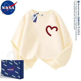 NASA联名亲子装一家四口卫衣班服活动服早秋红色卫衣童装情侣上衣