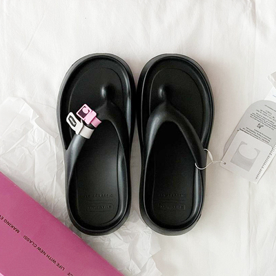 现货~韩国tawto厚底踩屎感人字拖