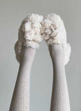 白色羊羔卷毛毛高跟鞋女冬外穿保暖棉鞋2025秋季新款法式加绒单鞋