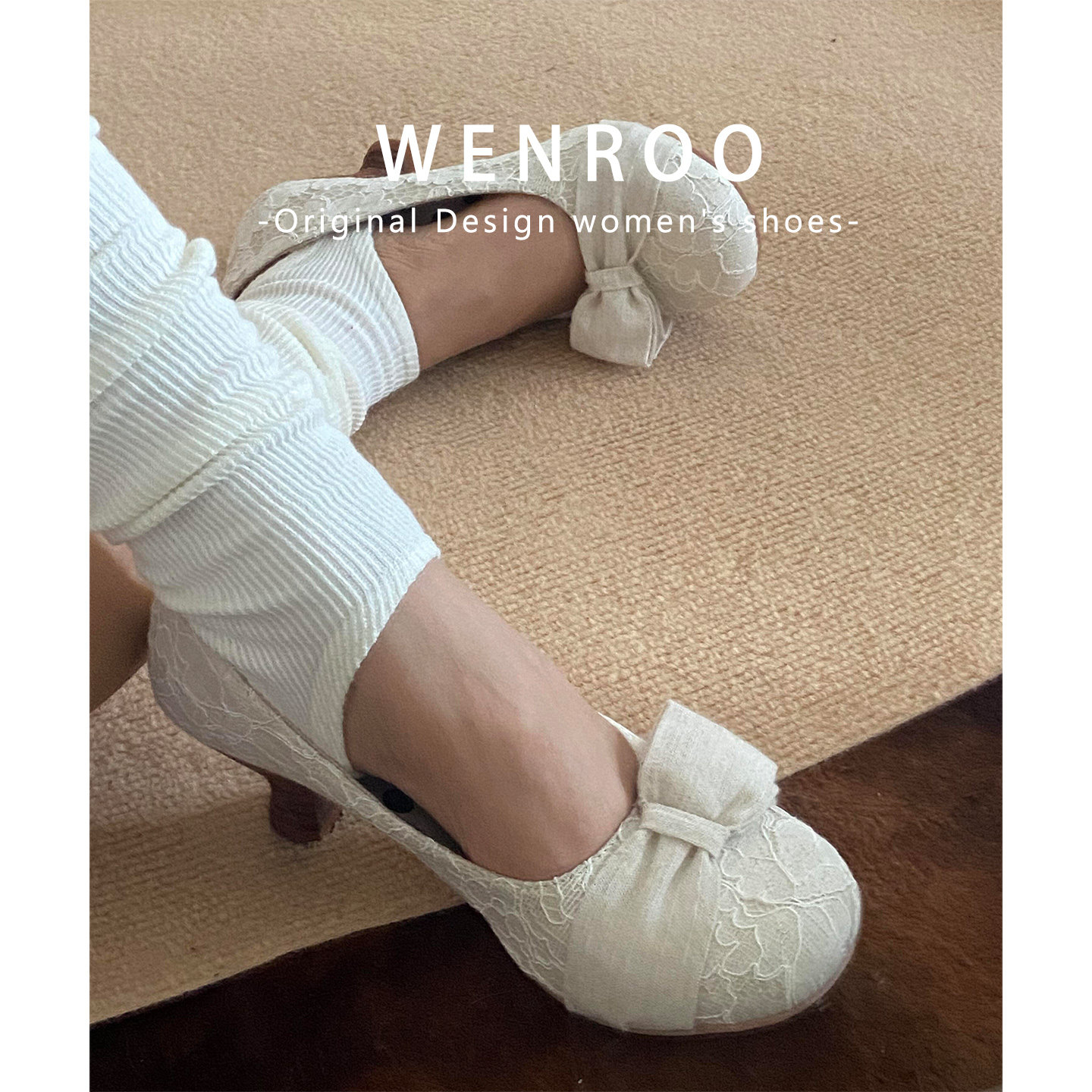 法式白色蕾丝蝴蝶结高跟鞋女细跟2026春季新款气质绝美不累脚单鞋