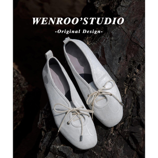 法式白色系带芭蕾德训鞋女2026春季新款运动休闲软底芭蕾平底单鞋