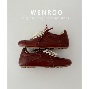 张慧雯同款~鸳鸯系带平底芭蕾德训鞋女2025新款内增高运动休闲鞋