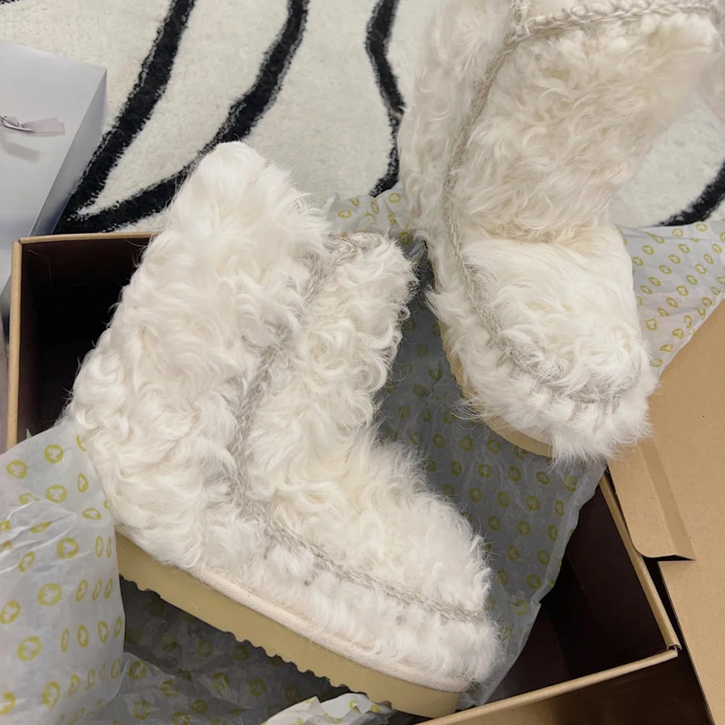 白色短筒雪地靴女冬加绒保暖棉鞋