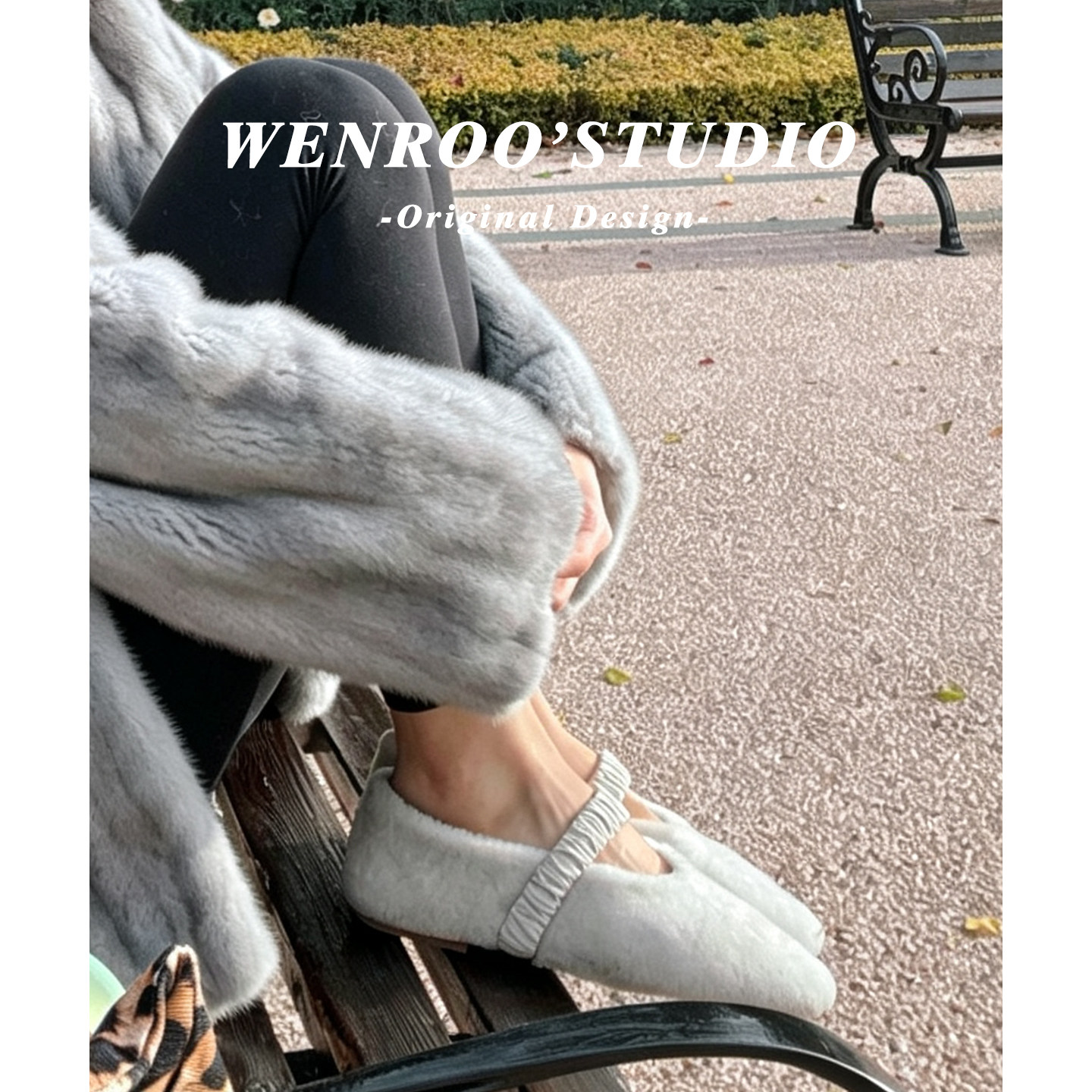 白色羊羔绒平底毛毛鞋女秋冬外穿