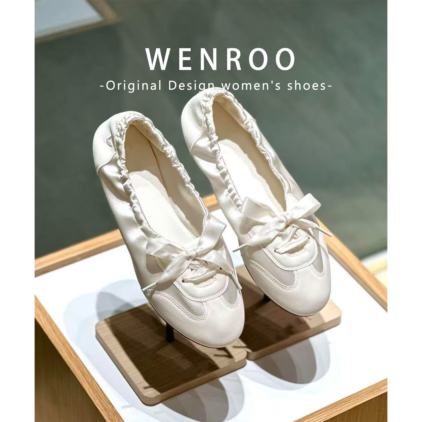 白色甜美系带平底芭蕾舞单鞋女秋