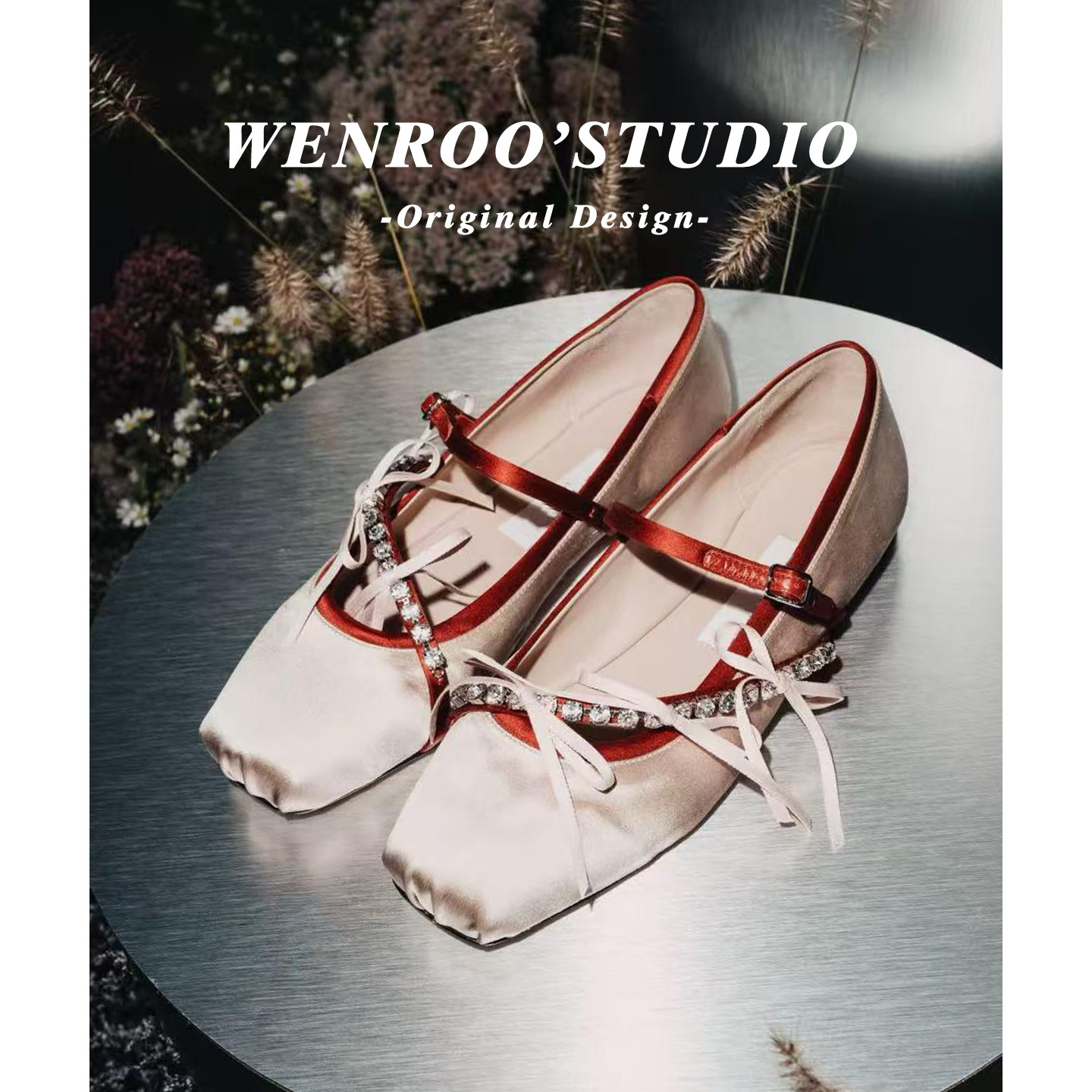 法式性感方头水钻芭蕾玛丽珍鞋女2026新款白色蝴蝶结浅口平底单鞋,女鞋,浅口单鞋,淘宝优惠券,粉丝福利购,淘宝优惠卷