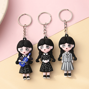 创意卡通亚当斯星期三公仔钥匙扣女生礼物礼品背包挂件汽车钥匙链
