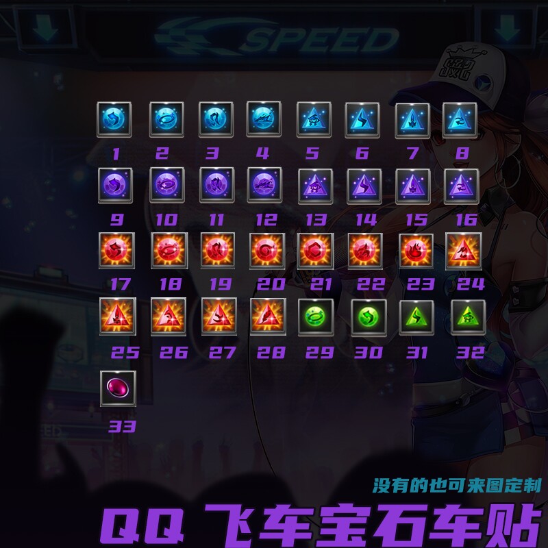 QQ飞车宝石汽车贴纸效率宝珠车贴