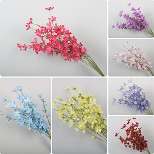 婚庆高枝仿真花两叉火焰花婚礼绢花布景假花装饰花材插花吊顶花艺