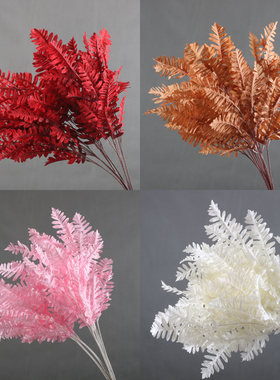 仿真大柏叶锯齿叶槐叶婚庆花材假花婚礼装饰仿真花材花艺路引配草