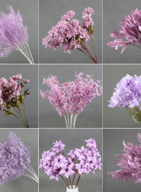 紫色仿真花婚庆绢花婚礼挑高吊顶布置花艺拱门路引插花材花束装饰